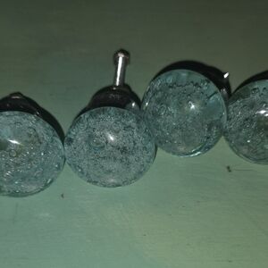 Set of Six Blue Glass Drawer Knobs